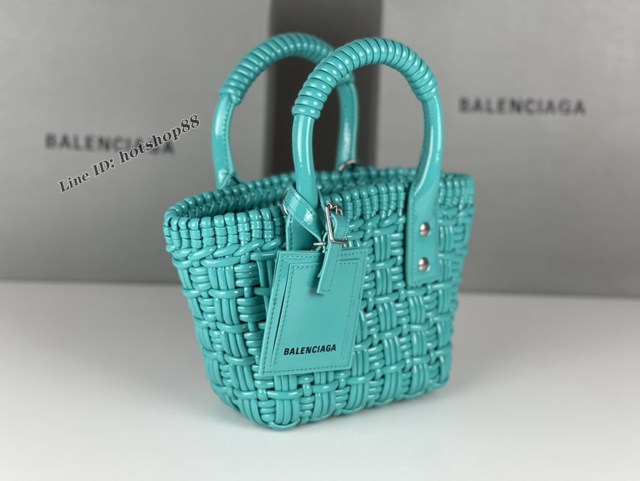 Balenciaga專櫃爆款漆面人造皮革編織敞口托特包 巴黎世家小號Bistro菜籃子包 款號：080808 fyj1278